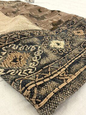 16 x 27.5"(ish) Hand Woven Tan/Blue  Kilim Pillow Covers -no inserts-pair of 2